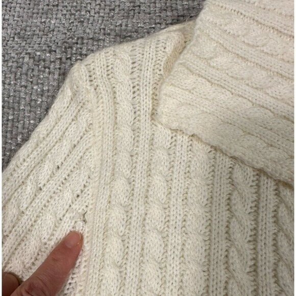 Vintage Loren’s Punto Fino Sweater Dress Women Medium Ivory Cable Knit Maxi Flaw - Picture 4 of 10